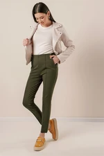 By Saygı Side Pockets, Buttons and Accessories, Lycra Stretchy Trousers Wide Size Range, Mink.