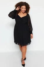 Trendyol Curve Black Plain A-line Mini Woven Plus Size Dress