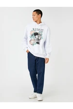 Koton Hooded Oversized Sweatshirt, Raised Skull Printed