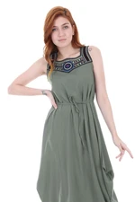 Bigdart 1512 Dress With Embroidery On The Front - Khaki