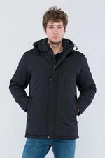 D1fference Men's Black Lined Going out Hooded Water And Windproof Thick Sports Jacket & Coat & Parka.