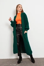 Lafaba Women's Green Balloon Sleeve Long Cardigan