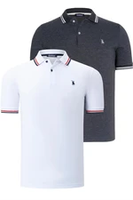 DUAL SET T8594 DEWBERRY MENS T-SHIRT-WHITE-ANTHRACITE