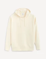 Men's Cream Basic Hoodie Celio