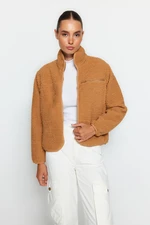 Trendyol Camel Plush Pocket Detailed Coat