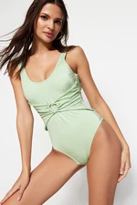 Trendyol Green Round Neck Accessorized High Leg Swimsuit