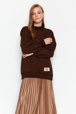 Trendyol Brown Oversize Knitted Pile Sweatshirt