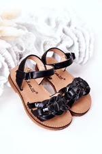 Children's sandals with snake pattern black baxlee