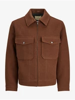 Brown men's jacket with Jack & Jones Baxter wool blend