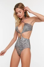 Trendyol Animal Patterned Cut Out Detailed Swimsuit