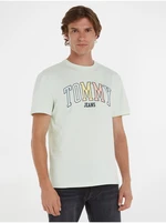 Mentolové pánské tričko Tommy Jeans College Pop Tommy Tee - Pánské