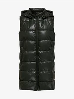 Dark Green Women's Quilted Faux Leather Vest ONLY New Anja