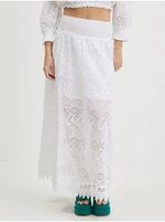 White Ladies Patterned Maxi Skirt Guess Rafa - Ladies