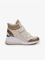 Beige Women's Leather Ankle Wedge Sneakers Michael Kors Gentry High Top