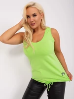 Light green women's plus top with trim