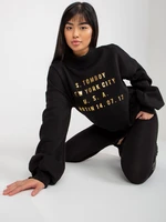 Black sweatshirt with inscriptions and turtleneck