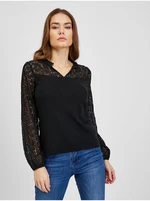 Black Women's T-shirt with lace ORSAY - Women