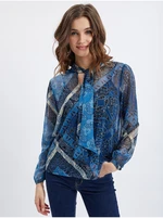 Orsay Dark Blue Ladies Patterned Blouse - Women