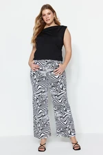 Trendyol Curve Black High Waist Patterned Wide-Cut Jeans