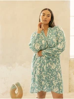 Turquoise-white Ladies Patterned Dress Fransa - Women