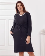 Plus Size dress with tie in black waist