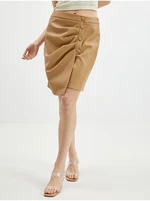 Orsay Light brown women's leatherette skirt - Ladies