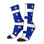 Men's compression Socks Quebec Stickers Retro Harajuku National Flag Street Style Novelty Pattern Crew Crazy Sock Gift Printed