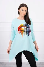 Oversize blouse with rainbow mint print