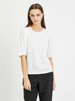 White pleated blouse with balloon sleeves VILA Plisso