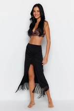 Trendyol Black Maxi Knitted Skirt With Tassels