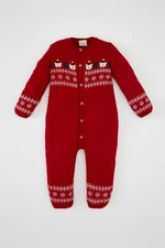 DEFACTO Baby Boy Newborn Christmas Themed Knitted Jumpsuit