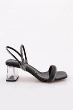 DGN 901 Women's Square Toe Transparent Heeled Sandals