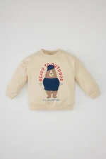 DEFACTO Baby Boy Crew Neck Animal Patterned Soft Furry Thin Sweatshirt