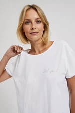 Blouse with inscription white - white