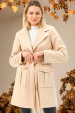 Z6778 DEWBERRY LADIES' COAT-LIGHT BEIGE