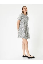 Koton Mini Polka Dot Dress Short Sleeves Round Collar Comfortable Fit