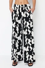 Trendyol Multicolored Geometric Patterned Wide Leg Ribbed Stretchy Knitted Palazzo Trousers