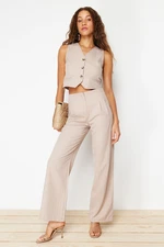 Trendyol Beige Wide Leg Striped Woven Trousers