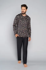 Men's pyjamas Pinus, long sleeves, long legs - print/graphite