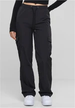 Women's nylon cargo pants black