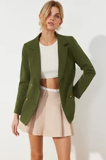 Trendyol Dark Khaki Regular Lined Double Breasted Closure Woven Blazer Jacket