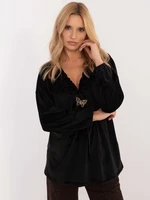 Black velour blouse large size