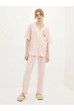 LC Waikiki Women's V-Neck Printed Cotton Pajamas Set