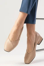 Mio Gusto Addison Nude Flat Toe Short Heel Women's Shoes