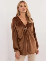 Light brown velor blouse large size