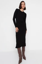 Trendyol Black Midi Knitwear Crew Neck Dress