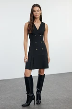 Trendyol Black Pleated Detailed Mini Woven Jacket Dress