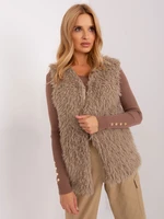 Beige ecological fur vest OCH BELLA