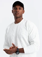 Ombre Men's RELAXED FIT sweatshirt with embossed letters - ecru