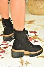 Fox Shoes Black Suede Women's Boots With Thick Soles